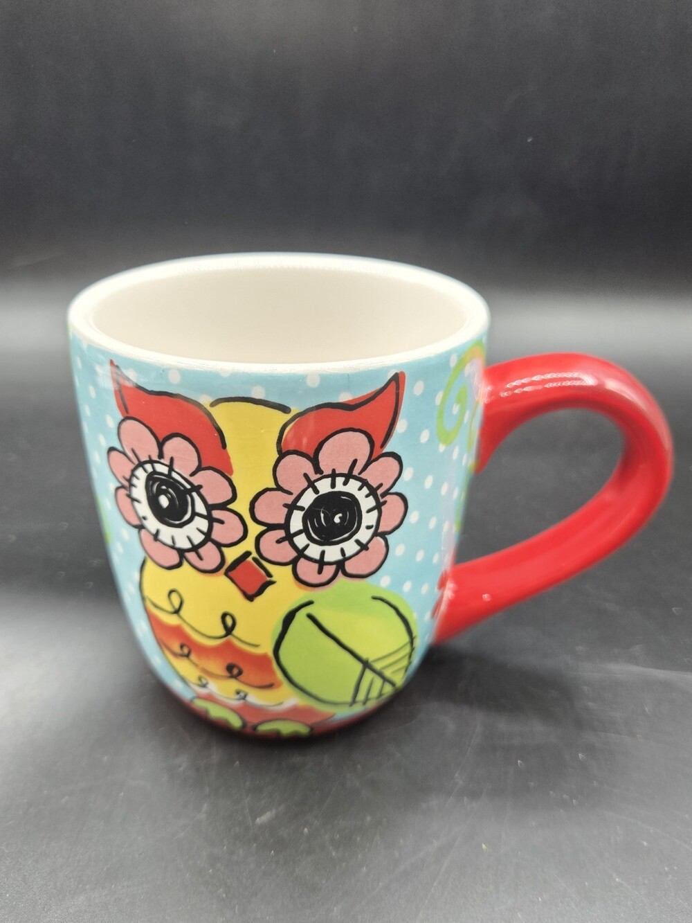 Gantz Owl Mug Whimsy Colorful Vibrant Colors Large Big Eyes
